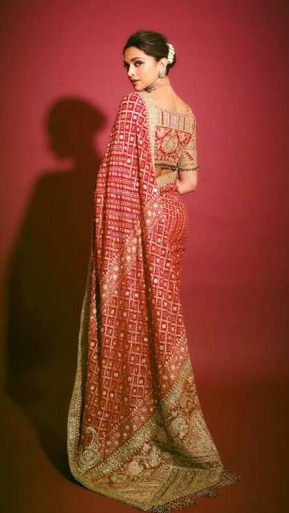 Red printed saree