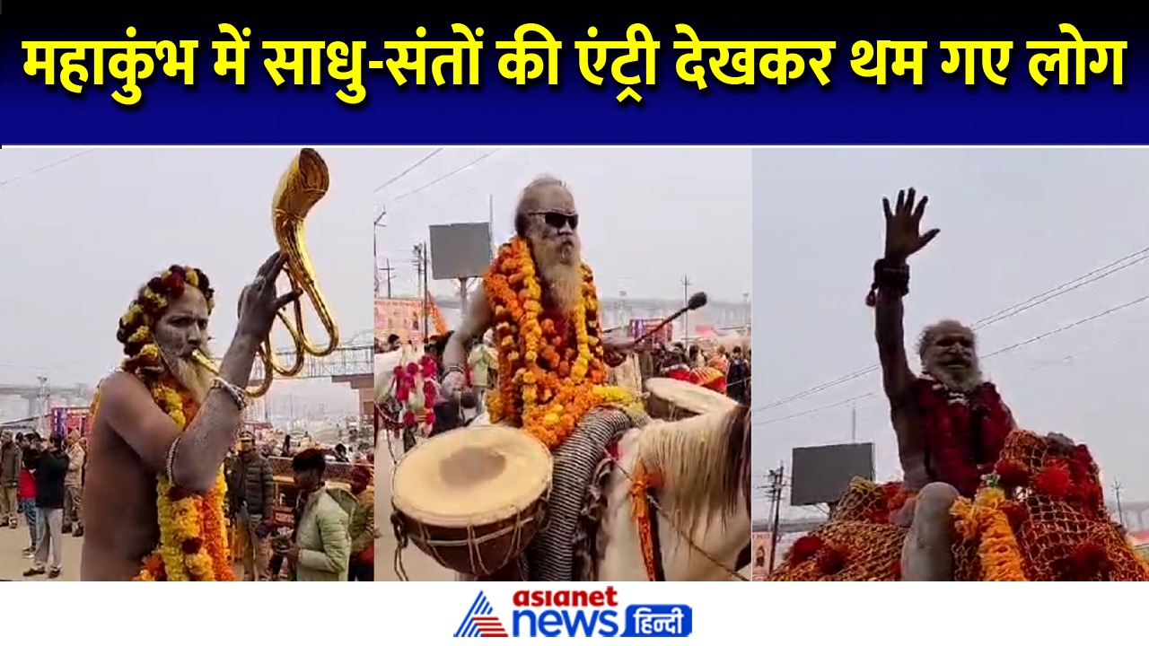 महाकुंभ में महानिर्वाणी अखाड़े की जोरदार एंट्री, देखने लायक है साधुओं का अंदाज