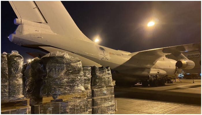 Saudi Arabia third plane with food and medicine for Syria has arrived in Damascus