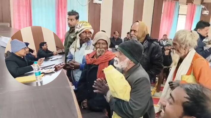UP kaushambi Viral Video old blind man kambal requests tehsildar ignored using phone  