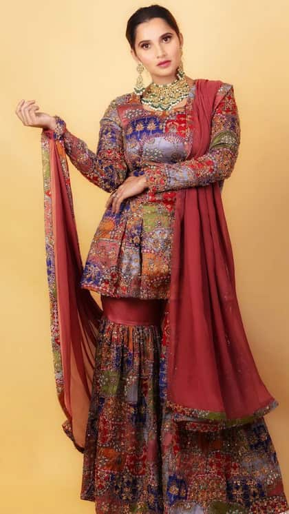 Studded & Printed Gharara Suit Set