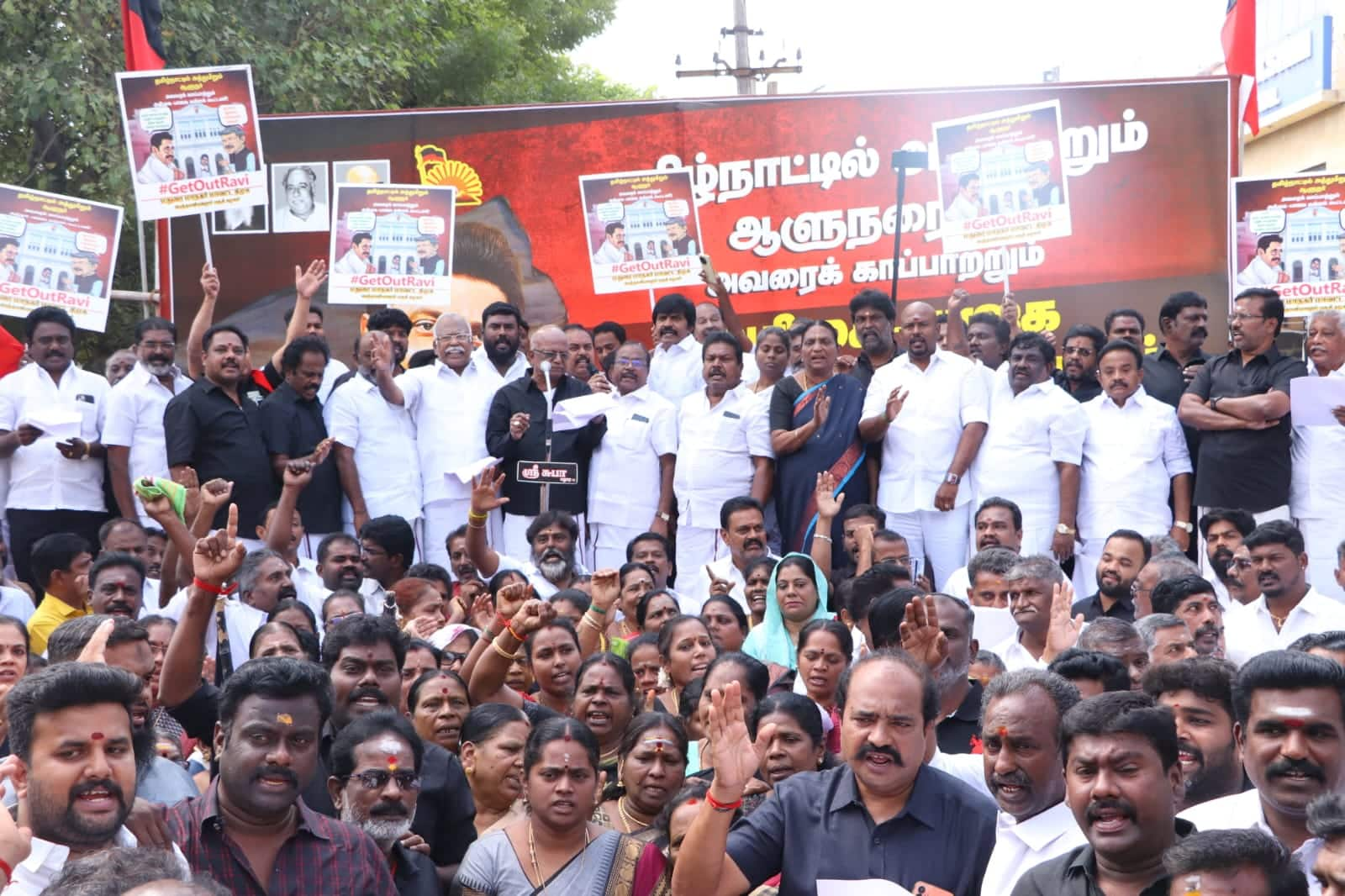 Protests across Tamil Nadu on behalf of DMK condemning Governor Ravi KAK