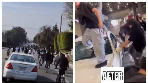 Video of young man s adventurous car driving through cyclists goes viral