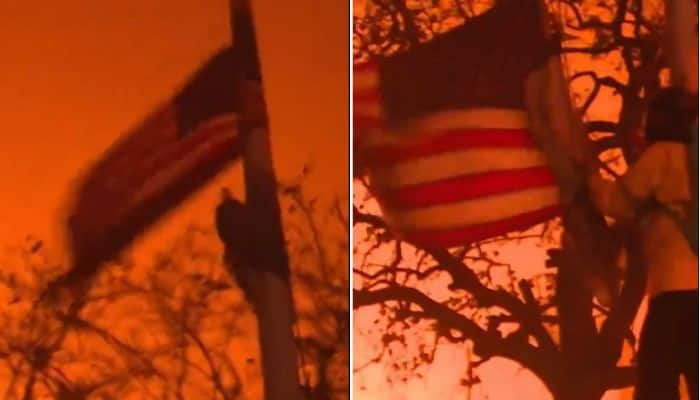 Los Angeles Wildfires: Brave firefighter saves American flag from burning in heroic rescue (WATCH)