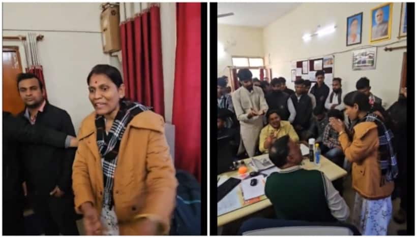 'Please don't harass me': With folded hands, female lecturer breaks down in front of ABVP men in MP (WATCH)