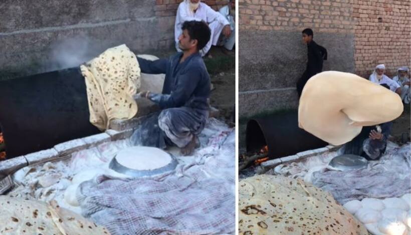 Man making world's largest 12-feet roti stuns Internet, netizens call it 'quilt for cold nights' (WATCH)