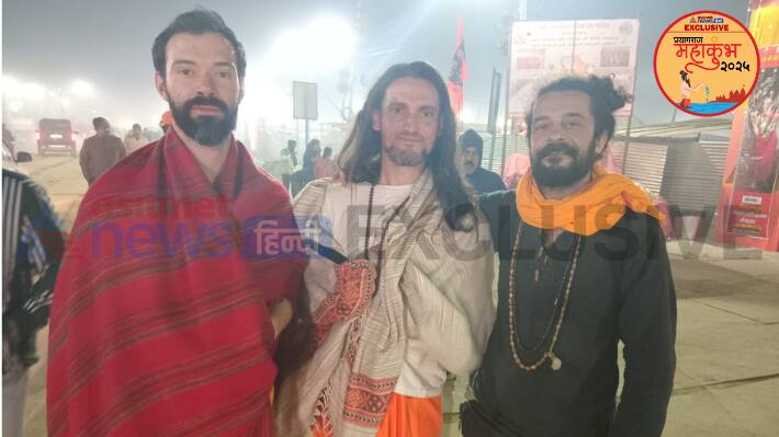 prayagraj mahakumbh 2025 italy youths impressed with indian culture belived there past life as indian