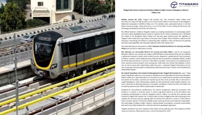 Bengaluru Metro's Yellow line delayed again: Trains from Kolkata to arrive late; Techies express frustration