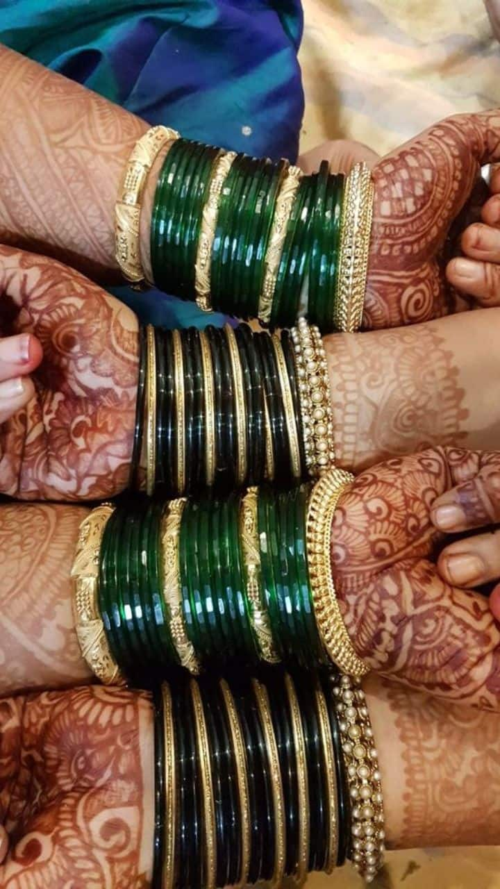 Green Glass Bangles for Red Pink and Yellow Sarees sat