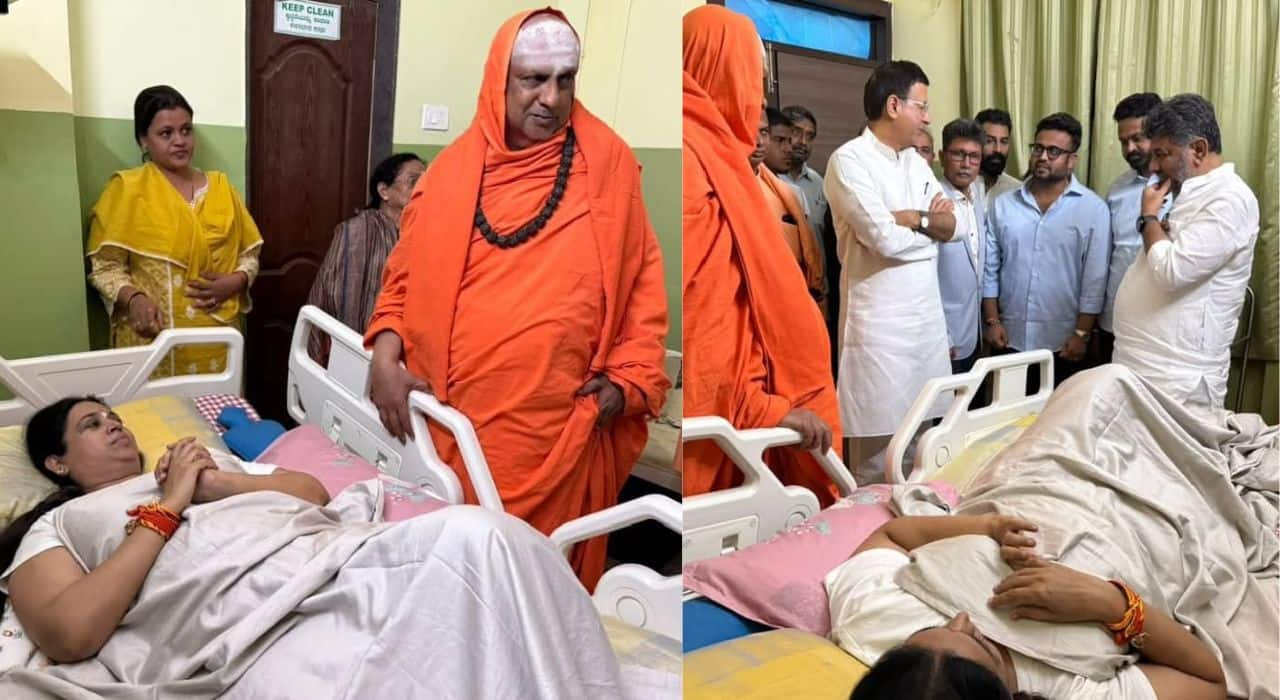 Suttur mutt Seer Visit Belagavi Hospital to See Lakshmi Hebbalkar san