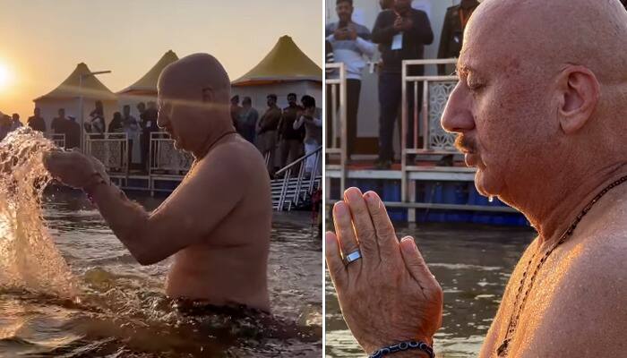 Anupam Kher takes holy dip at Triveni Sangam, calls it 'life-changing' experience [WATCH] NTI