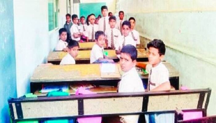 Morarji Desai Residential School Children Sleeping in Dining Room at Harapanahalli in Vijayanagara 