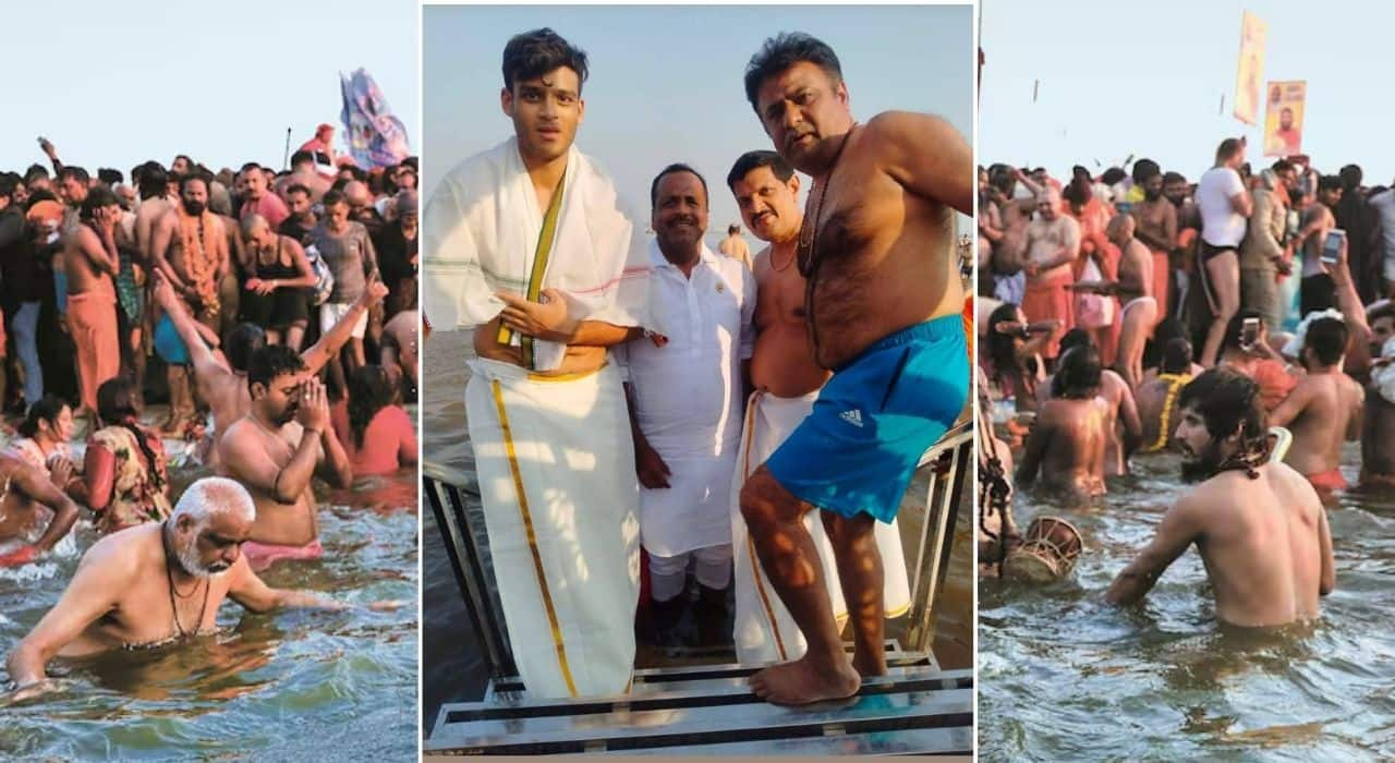 Speaker UT Khader visits Maha Kumbh Mela and takes holy dip san