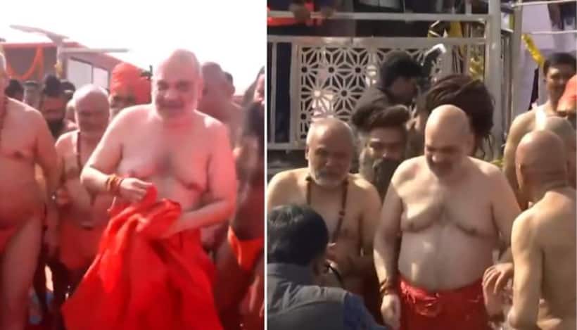 Maha Kumbh 2025: Amit Shah takes holy dip at Triveni Sangam in Prayagraj, Baba Ramdev, CM Yogi present (WATCH)