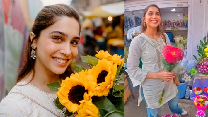 Sharvari Wagh with photographer Sutej Pannu at Dadar flower market Mumbai