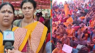 Anganwadi workers stage indefinite protest demanding fulfillment of various demands including minimum wage