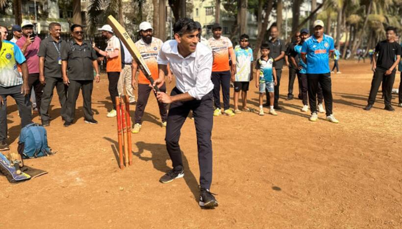Former UK Prime Minister Rishi Sunak visits Parsee Gymkhana in Mumbai, plays tennis ball cricket
