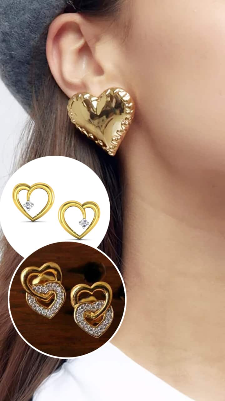 Heart Shaped Gold Earrings Gift Ideas for Wife kvn