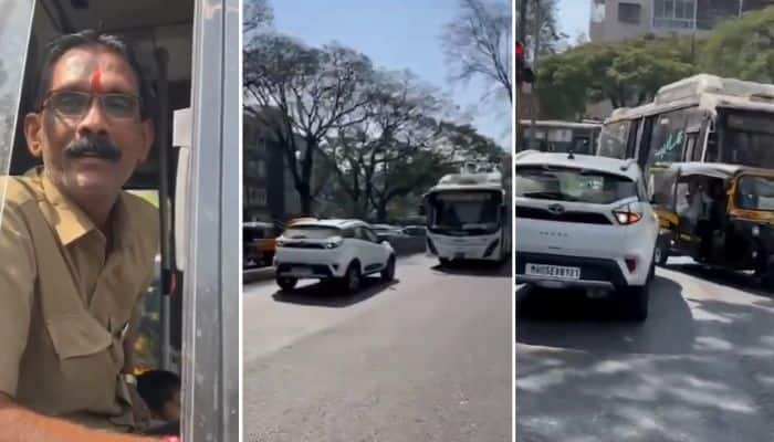 Pune bus driver forces car to reverse for wrong-side driving, sends strong message; WATCH viral video vkp