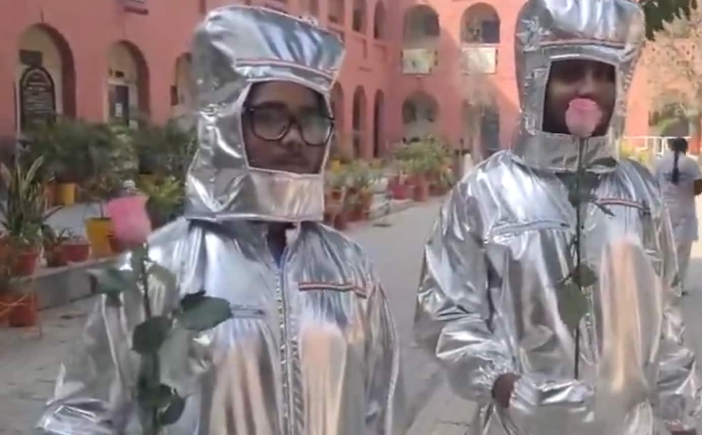 Delhi polls: Polling booth stands out with space-themed displays, 'astronauts' assist voters dmn