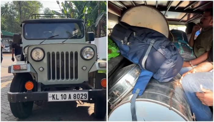 band team members travelling by jeep stopped and checked two bags found in between equipments 