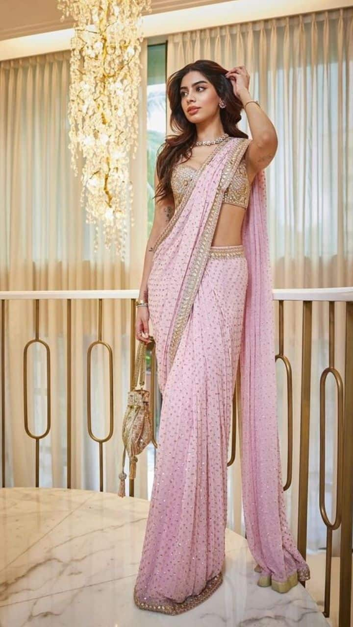 Khushi Kapoor Saree Styles for Party Wear Inspiration for 20 Plus Girls rav