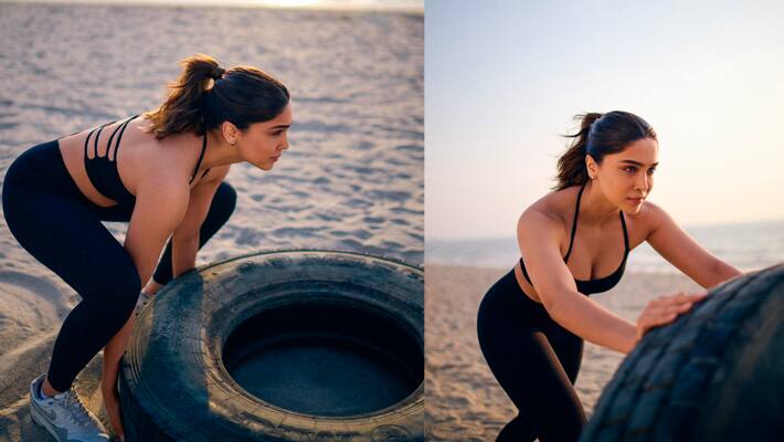 Sharvari Wagh tire flip workout