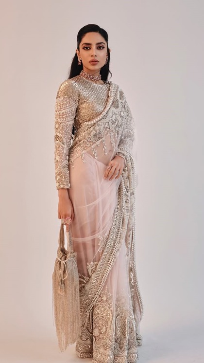 Heavy Work Blouse with Net Saree