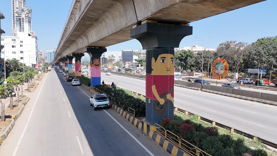 biocon foundation transforms bengaluru metro pillars into vibrant tribute to everyday heroes