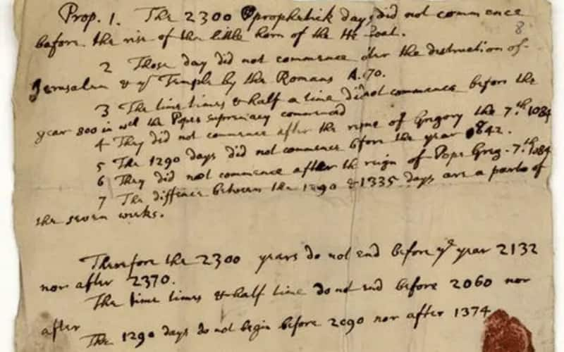 When will the world end? Sir Issac Newton's 1704 letter predicts which year; see historic document dmn