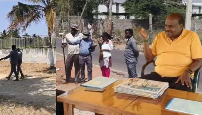 Union Minister H D Kumaraswamy accused of encroaching on Govt land survey start sat
