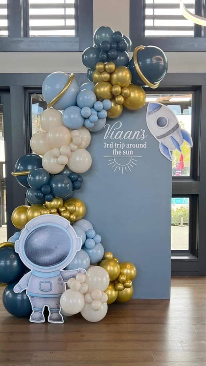 Baby boy birthday party balloon decoration ideas in telugu