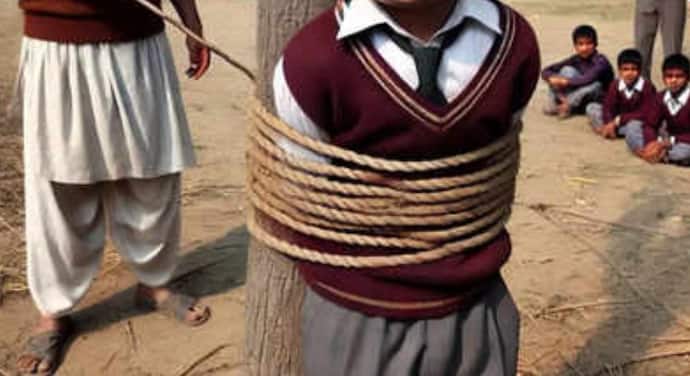 UP school SHOCKER! Teacher ties Class 2 student to tree, beats him with stick for not studying