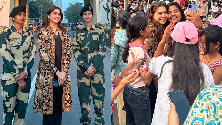 Sharvari Wagh at Attari Wagah Border beating retreat ceremony
