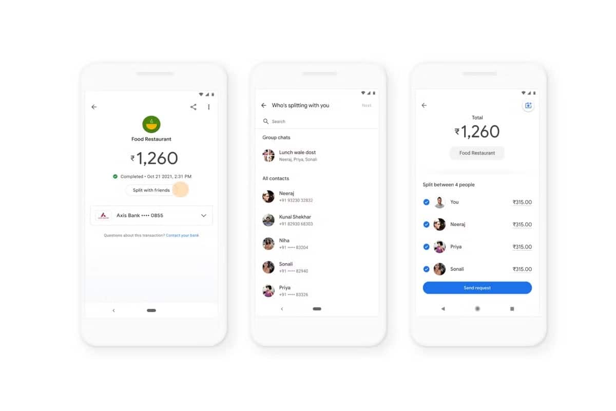 Google Pay bill splitting