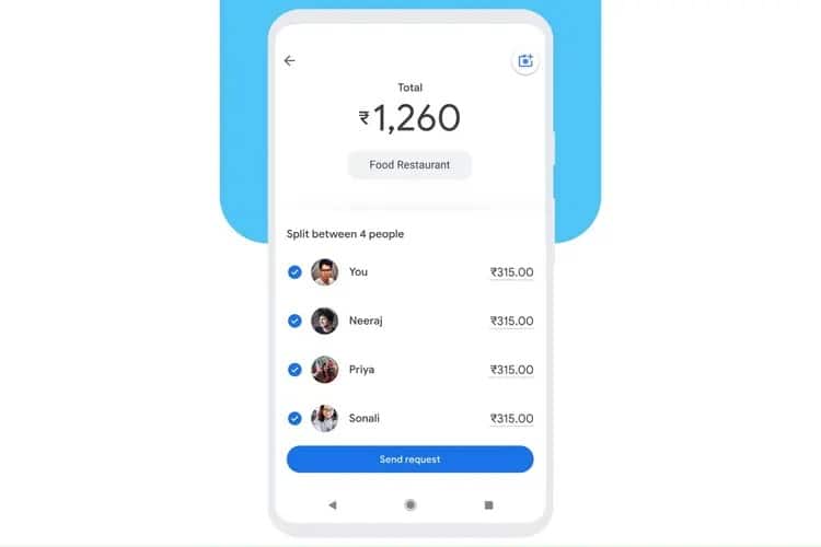 Google Pay bill splitting