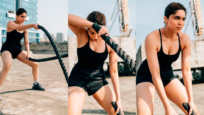 sharvari wagh battle ropes workout