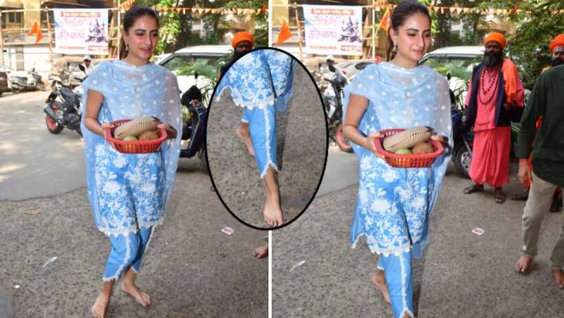Palak Tiwari blue color cotton floral suit and dhoti pant