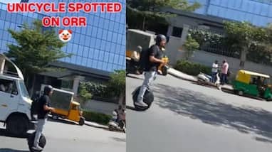 Bengaluru Techie use unicycle to going office and he gets rid of traffic problems sat Bengaluru Techie use unicycle to going office and he gets rid of traffic problems sat