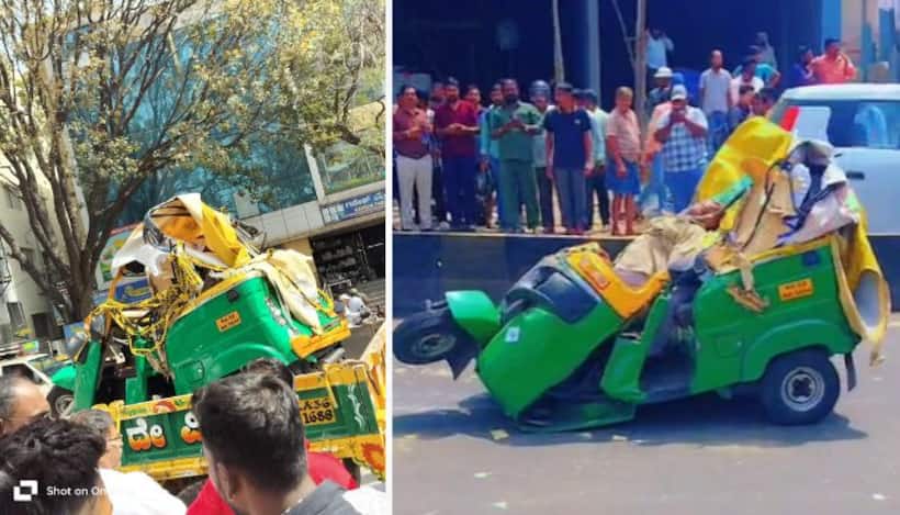 Bengaluru: Speeding auto crashes into BMTC bus near Sita circle, driver and passenger crushed to death