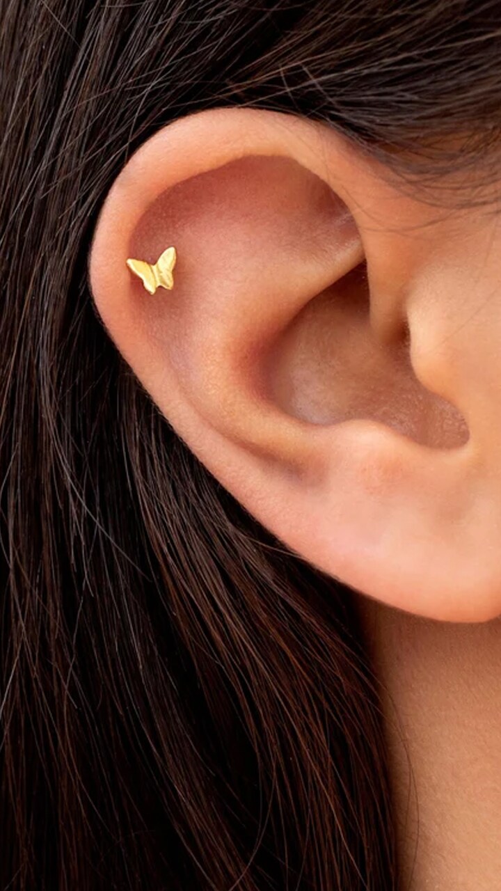 Minimalist Gold Earrings Studs Evergreen Designs in 1 Gram gow