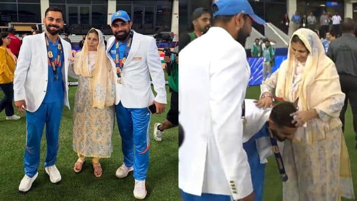 Virat Kohli Touches Mohammed Shamis Mothers Feet Viral Videos in Pakistan san