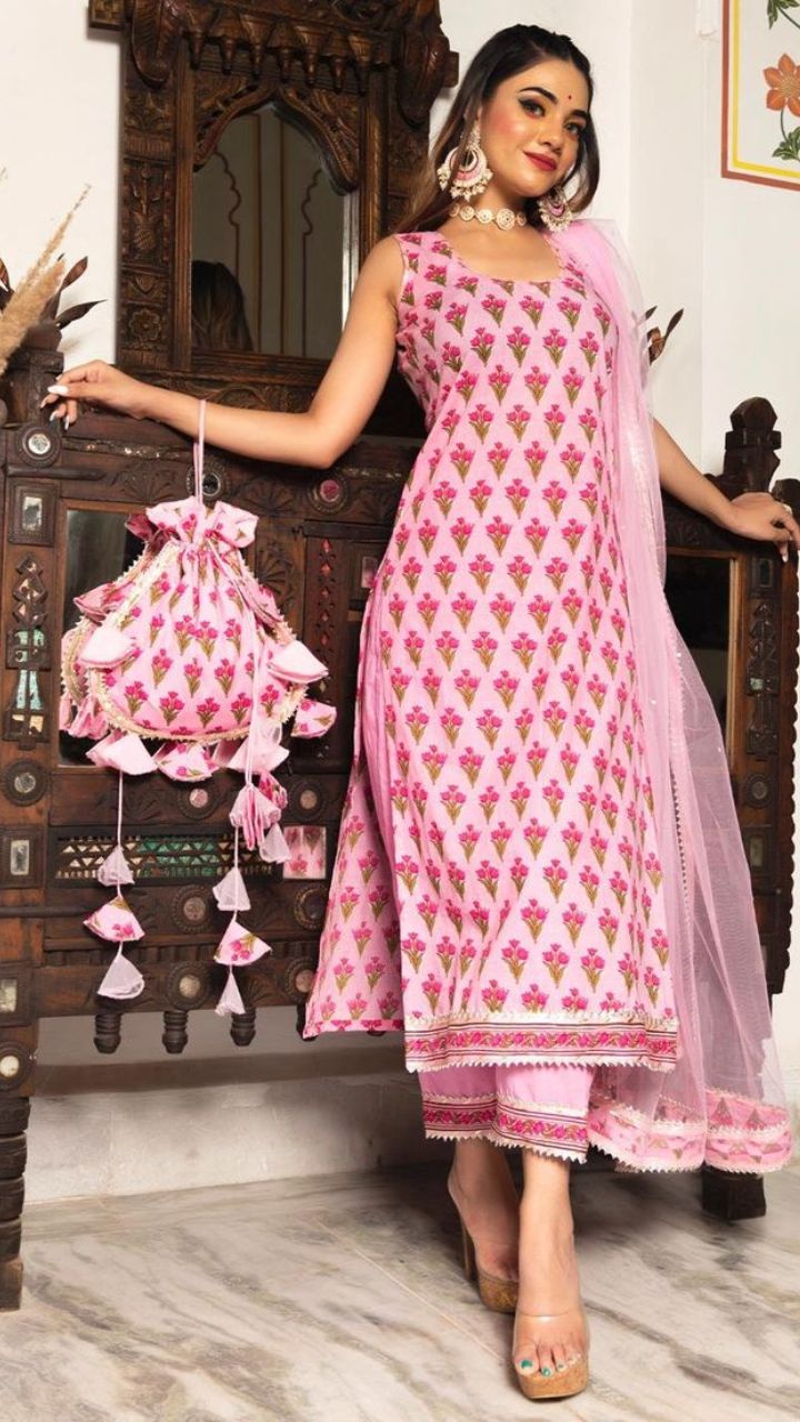 Affordable Hand Block Print Suits for Stylish Office Wear SRI