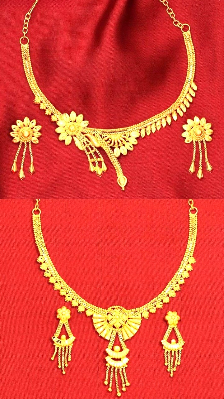 floral gold necklace designs for women kvn