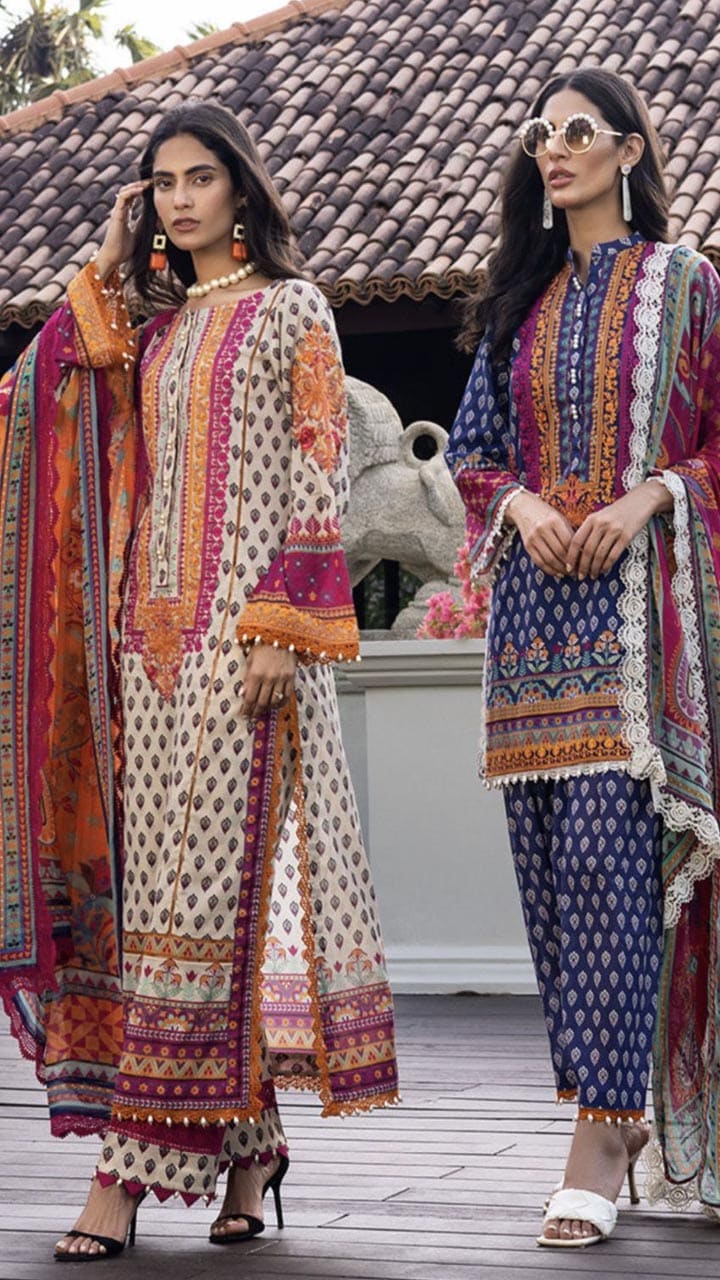 Trendy Pakistani Printed Suits Latest Designs for Women and Girls SRI