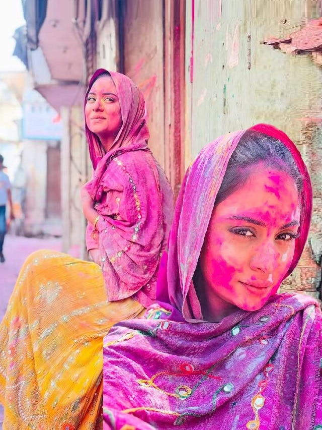 Kannada actress Deepika Das Celebrates Holi in Vrindavan pav