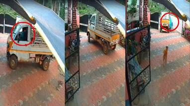 Kodagu Woman forgets to apply handbrake and gets down hit by goods vehicle from behind sat Kodagu Woman forgets to apply handbrake and gets down hit by goods vehicle from behind sat