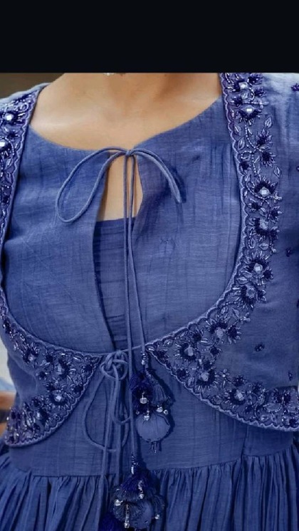 Embroidered Denim Jacket Kurti
