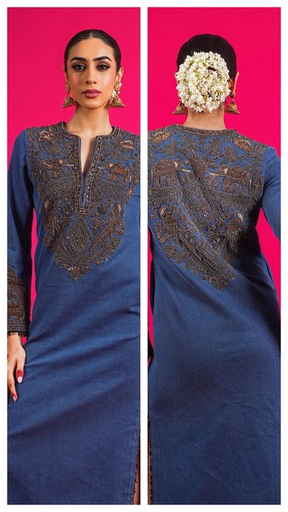 Stay Cool in Summer with Embroidered Denim Kurtis