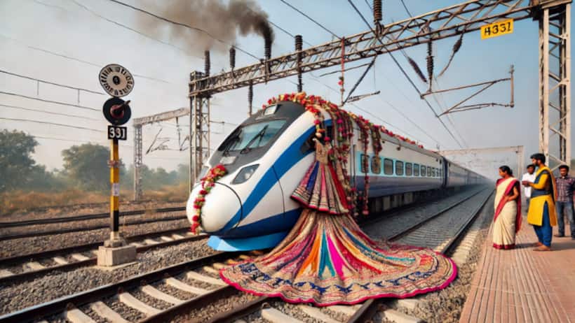UP News vande bharat express stopped kanpur lehenga stuck ohe wire railway news